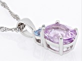 Pink Kunzite Rhodium Over Sterling Silver Pendant With Chain 3.35ctw