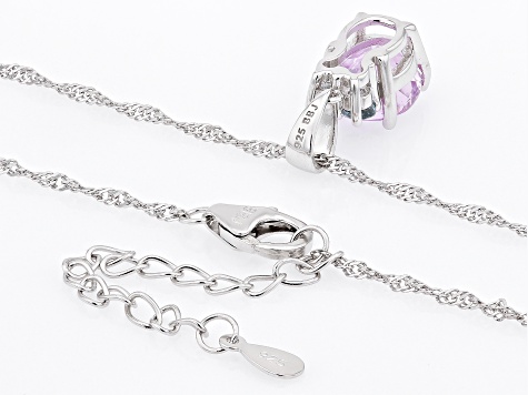 Pink Kunzite Rhodium Over Sterling Silver Pendant With Chain 3.35ctw