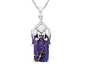 Purple Turquoise With Mother-Of-Pearl Sterling Silver Pendant With Chain