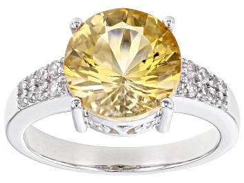 Picture of Yellow Citrine Rhodium Over Sterling Silver Ring 3.35ctw