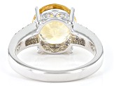 Yellow Citrine Rhodium Over Sterling Silver Ring 3.35ctw