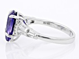 Purple Lab Created Sapphire Rhodium Over Silver Ring 3.67ctw