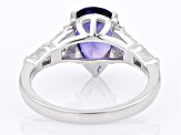 Purple Lab Created Sapphire Rhodium Over Silver Ring 3.67ctw
