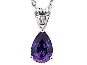 Purple Lab Created Sapphire Rhodium Over Silver Pendant with Chain 3.30ctw