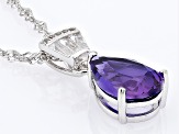 Purple Lab Created Sapphire Rhodium Over Silver Pendant with Chain 3.30ctw