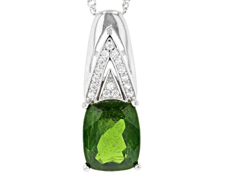 Green Chrome Diopside Rhodium Over Sterling Silver Pendant With Chain 2.75ctw