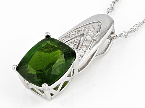 Green Chrome Diopside Rhodium Over Sterling Silver Pendant With Chain 2.75ctw