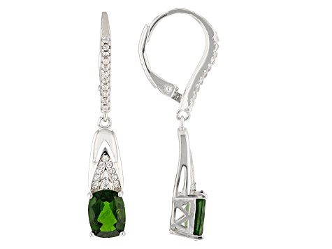 Green Chrome Diopside Rhodium Over Sterling Silver Earrings 2.68ctw