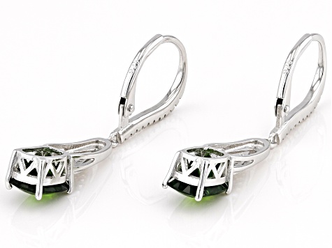 Green Chrome Diopside Rhodium Over Sterling Silver Earrings 2.68ctw