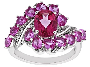 Pink Topaz Rhodium Over Sterling Silver Ring 4.20ctw