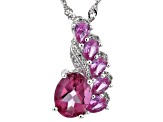 Pink Topaz Rhodium Over Silver Pendant With Chain 2.74ctw
