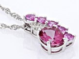 Pink Topaz Rhodium Over Silver Pendant With Chain 2.74ctw