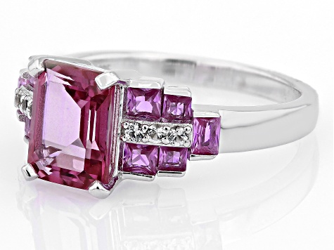 Pink Topaz Rhodium Over Sterling Silver Ring 3.34ctw