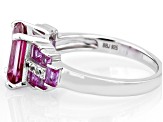 Pink Topaz Rhodium Over Sterling Silver Ring 3.34ctw