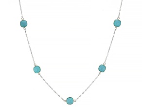 Blue Composite Turquoise Rhodium Over Sterling Silver 18" Station Necklace