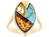 Cognac Amber 18k Yellow Gold Over Sterling Silver Ring