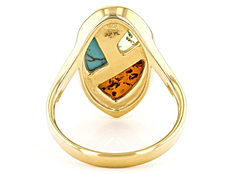 Cognac Amber 18k Yellow Gold Over Sterling Silver Ring