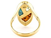 Cognac Amber 18k Yellow Gold Over Sterling Silver Ring