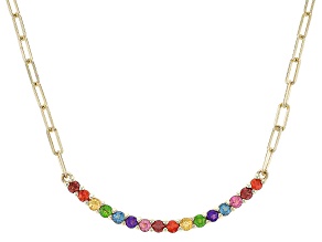 Multi-Color Multi Stone 18k Yellow Gold Over Sterling Silver 18" Paperclip Chain Necklace 0.95ctw