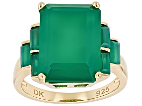 Green Onyx 18k Yellow Gold Over Sterling Silver Ring