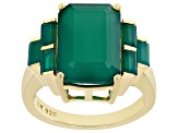 Green Onyx 18k Yellow Gold Over Sterling Silver Ring