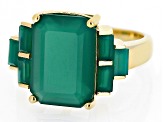 Green Onyx 18k Yellow Gold Over Sterling Silver Ring