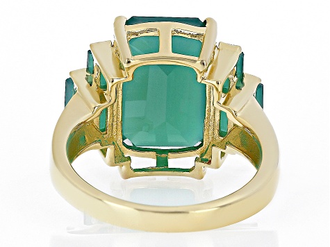 Green Onyx 18k Yellow Gold Over Sterling Silver Ring