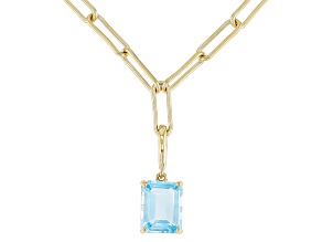 Sky Blue Topaz 18k Yellow Gold Over Sterling Silver Enhancer Pendant With Paperclip Chain 4.15ct