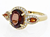 Red Labradorite 18k Yellow Gold Over Sterling Silver Ring 2.61ctw