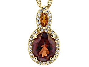 Red Labradorite 18k Yellow Gold Over Sterling Silver Pendant with Chain 2.41ctw
