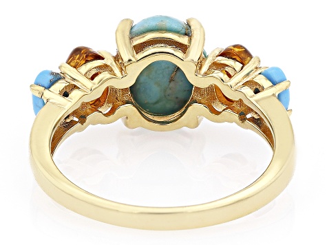 Orange Spiny Oyster 18k Yellow Gold Over Sterling Silver Ring