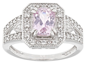 Pink Kunzite Rhodium Over Sterling Silver Ring 1.89ctw