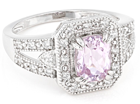 Pink Kunzite Rhodium Over Sterling Silver Ring 1.89ctw