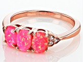 Pink Ethiopian Opal 18k Rose Gold Over Sterling Silver 3-Stone Ring 0.81ctw