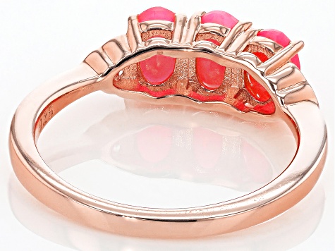 Pink Ethiopian Opal 18k Rose Gold Over Sterling Silver 3-Stone Ring 0.81ctw