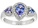 Tanzanite Rhodium Over Sterling Silver Ring 1.09ctw