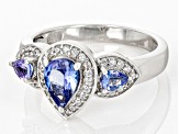 Tanzanite Rhodium Over Sterling Silver Ring 1.09ctw