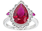 Red Lab Created Ruby Rhodium Over Sterling Silver Ring 3.51ctw