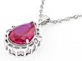 Red Lab Created Ruby Rhodium Over Sterling Silver Pendant with Chain 3.43ctw