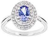 Tanzanite Rhodium Over Sterling Silver Ring .95ctw