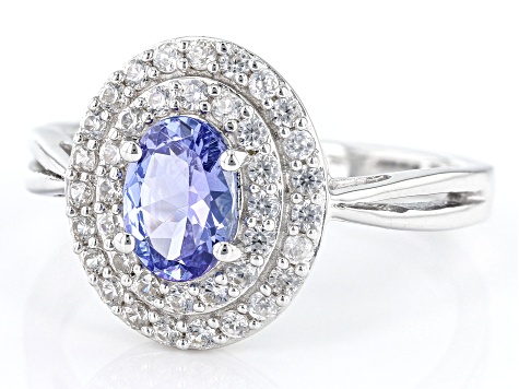 Tanzanite Rhodium Over Sterling Silver Ring .95ctw