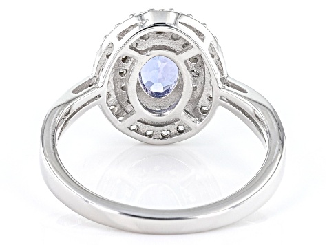 Tanzanite Rhodium Over Sterling Silver Ring .95ctw
