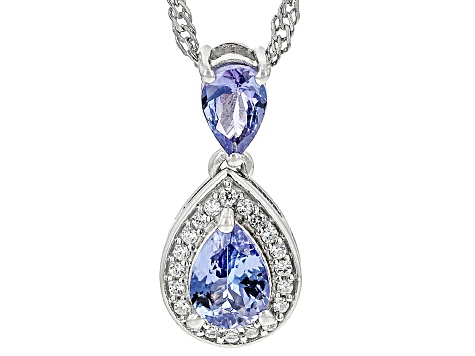 Tanzanite Rhodium Over Sterling Silver Pendant With Chain 1.00ctw