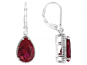 Red Lab Created Ruby Rhodium Over Sterling Silver Dangle Earrings 5.87ctw