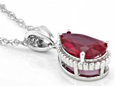 Lab Created Ruby Rhodium Over Sterling Silver Pendant With Chain 2.93ct