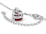 Lab Created Ruby Rhodium Over Sterling Silver Pendant With Chain 2.93ct