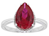 Lab Created Ruby Rhodium Over Sterling Silver Ring 2.93ct