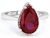 Lab Created Ruby Rhodium Over Sterling Silver Ring 2.93ct