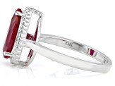 Lab Created Ruby Rhodium Over Sterling Silver Ring 2.93ct