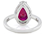 Lab Created Ruby Rhodium Over Sterling Silver Ring 2.93ct